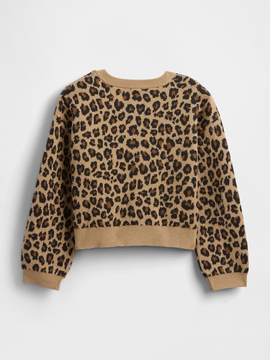 Cardigan marrone in cotone con stampa leopardata Bimba_2