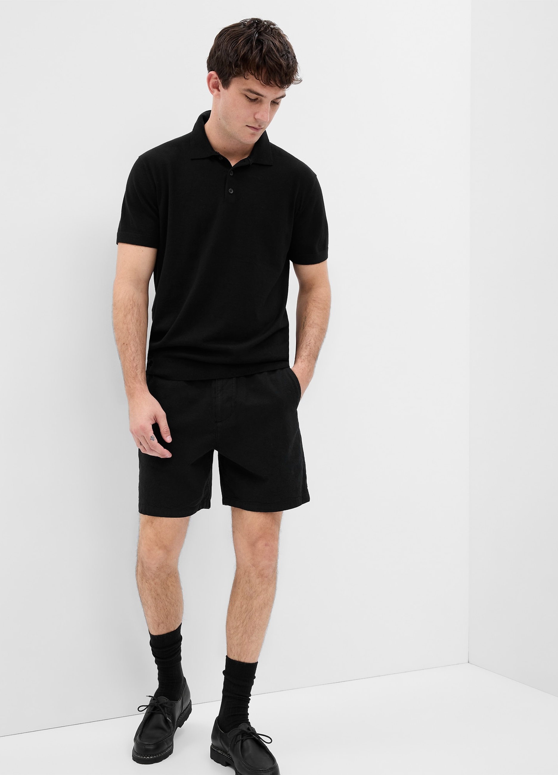 GAP - Shorts in lino e cotone, Uomo, Nero, Taglia XL