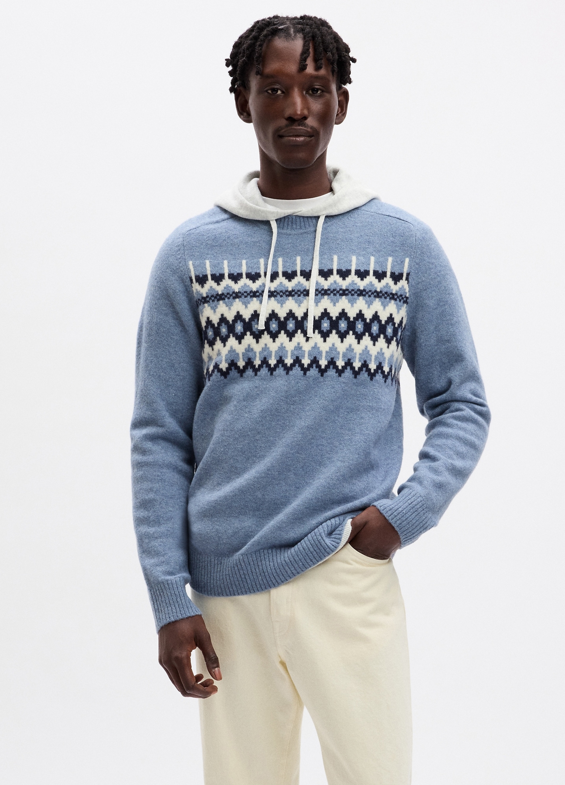 GAP - Pullover girocollo con disegno jacquard, , Azzurro chiaro, Taglia M