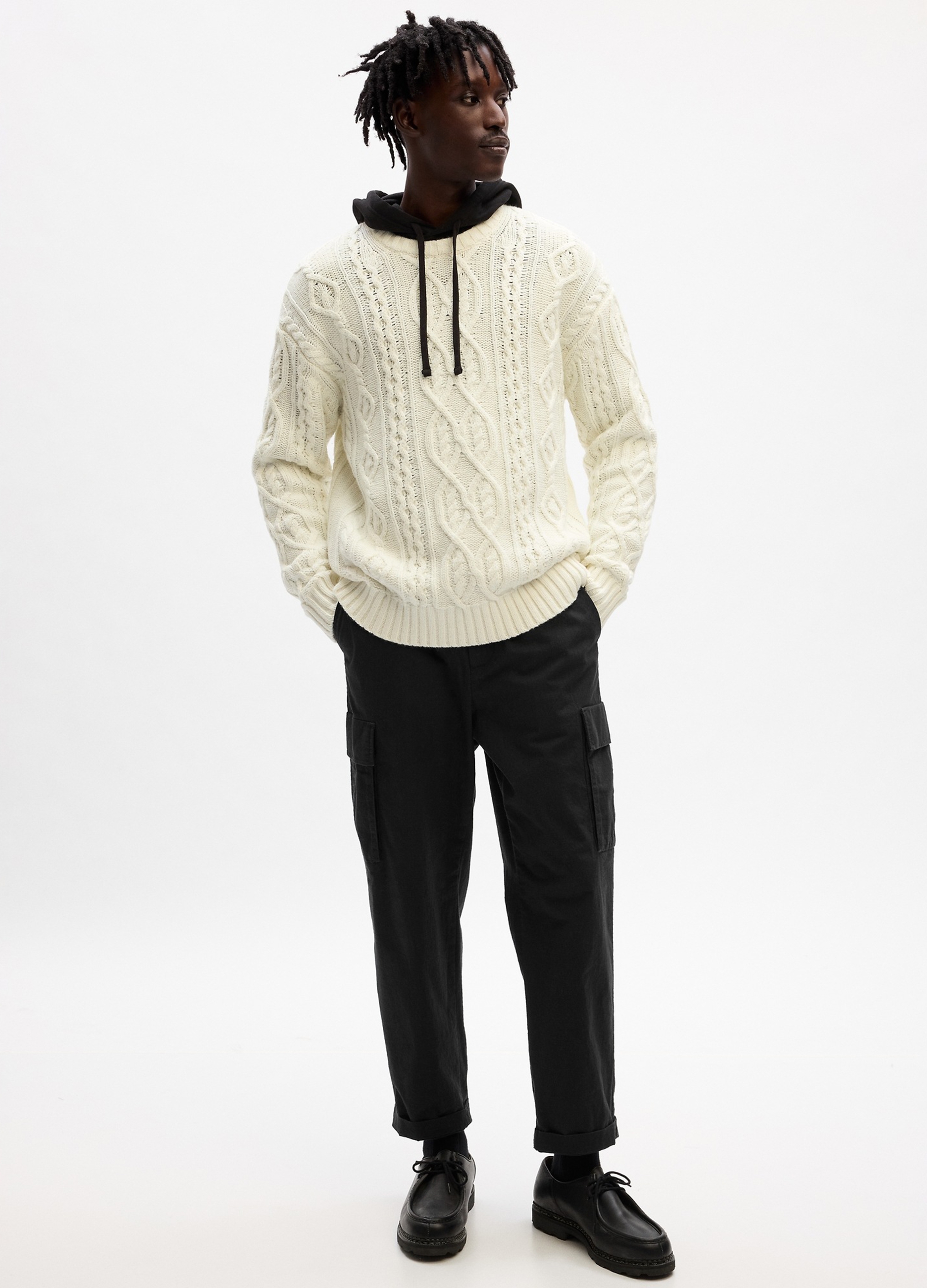 GAP - Pullover con lavorazione intrecciata, Uomo, Bianco panna, Taglia XXL