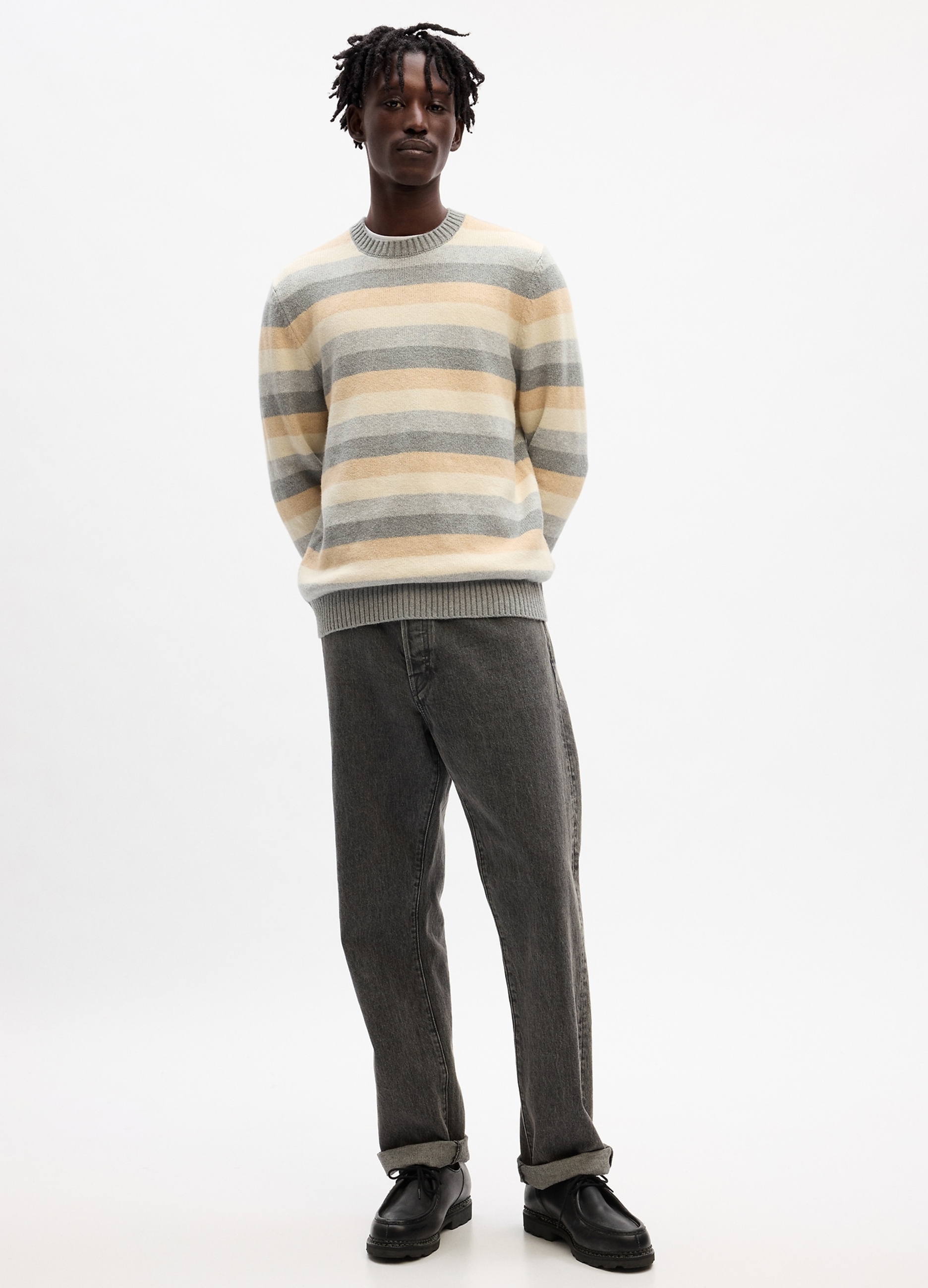 GAP - Pullover con scollo rotondo, Uomo, Giallo/Grigio, Taglia XL