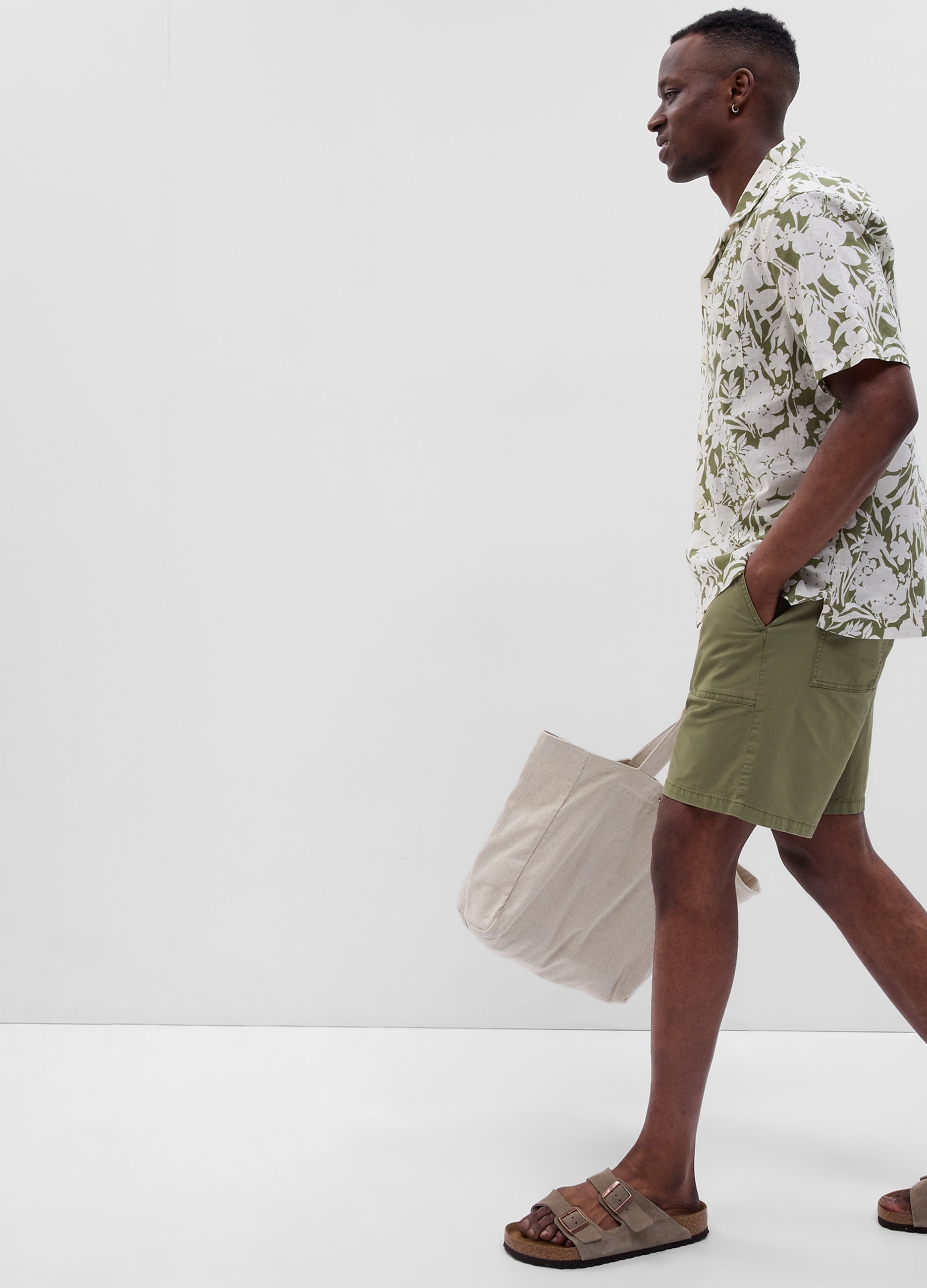GAP - Bermuda in cotone ripstop, Uomo, Verde militare, Taglia 31